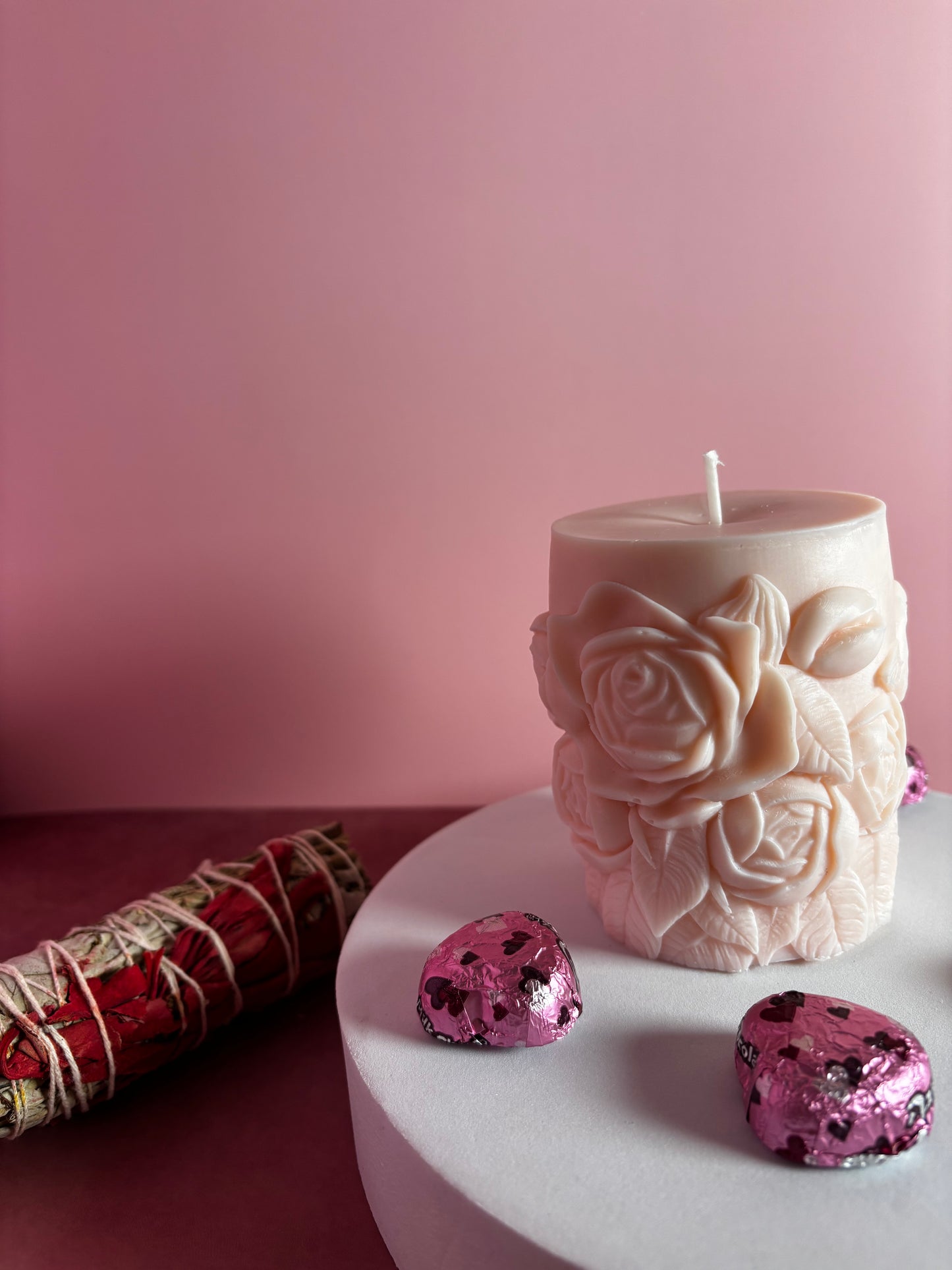 Rose Pillar Sculpture Candle